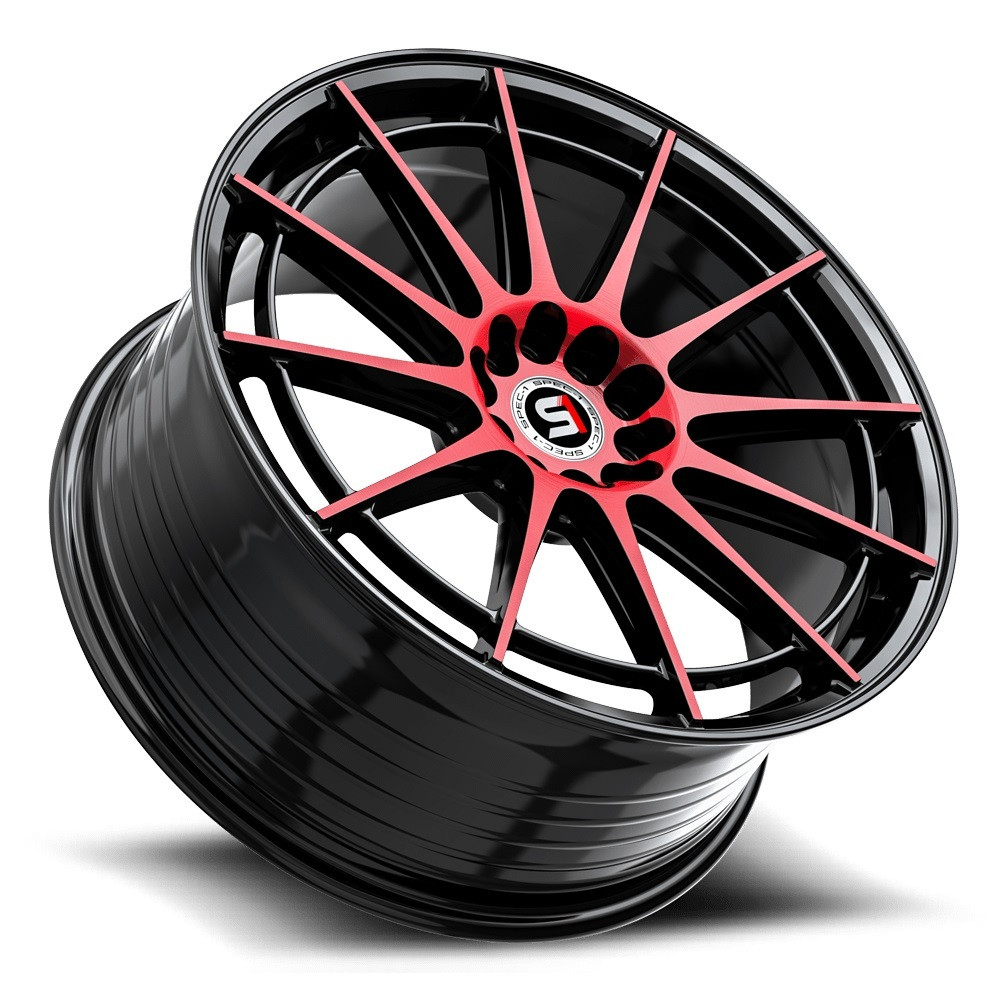 Set 4 18" Spec-1 SP-64 Gloss Black Red Machined 18x8 Wheels 5x4.5 5x120 34mm Rim