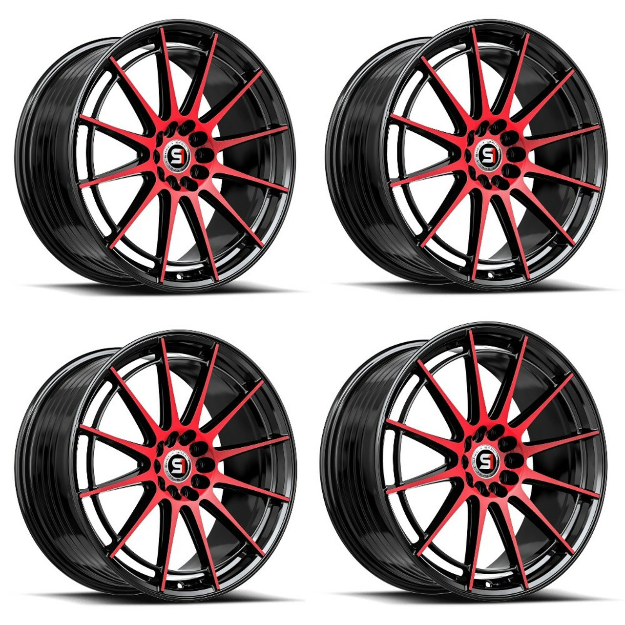 Set 4 17" Spec-1 SP-64 Gloss Black Red Machined 17x8 Wheels 5x110 5x4.5 42mm Rim