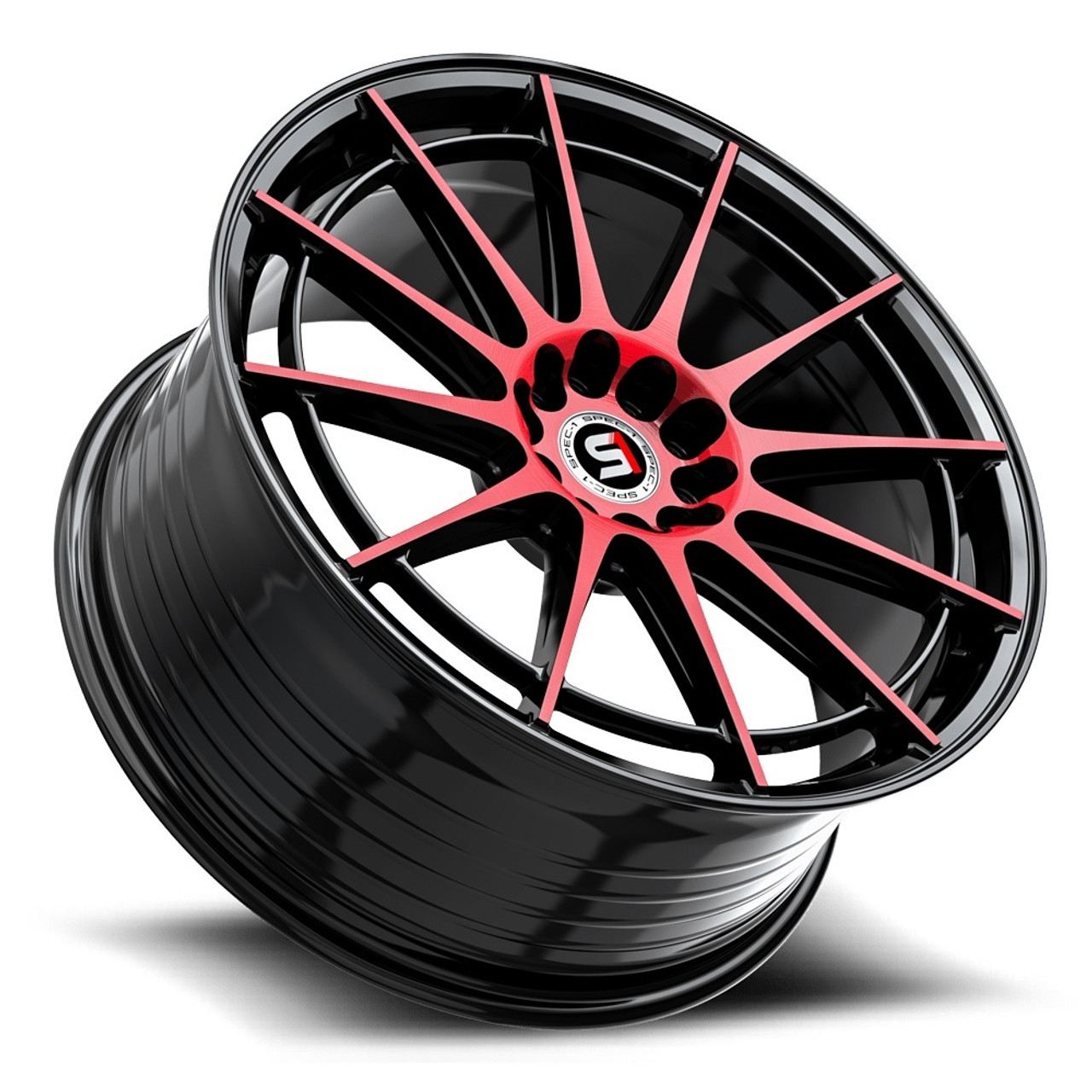Set 4 17" Spec-1 SP-64 Gloss Black Red Machined 17x8 Wheels 5x110 5x4.5 42mm Rim