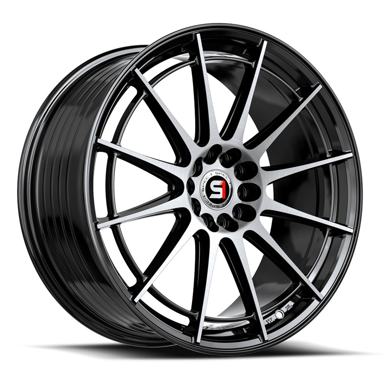 Set 4 17" Spec-1 SP-64 Gloss Black & Machined 17x8 Wheels 5x100 5x4.5 42mm Rims