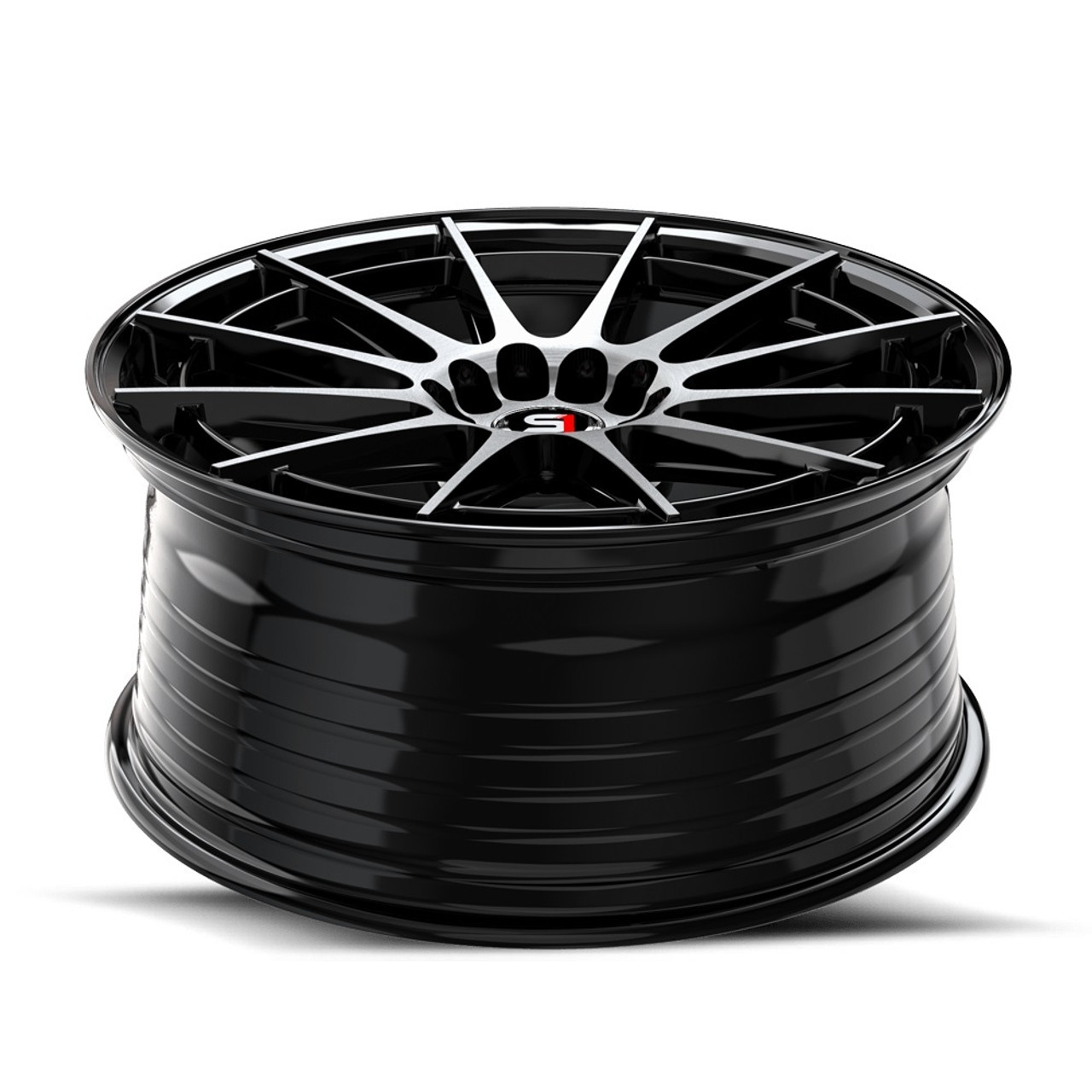 Set 4 17" Spec-1 SP-64 Gloss Black & Machined 17x8 Wheels 5x100 5x4.5 42mm Rims