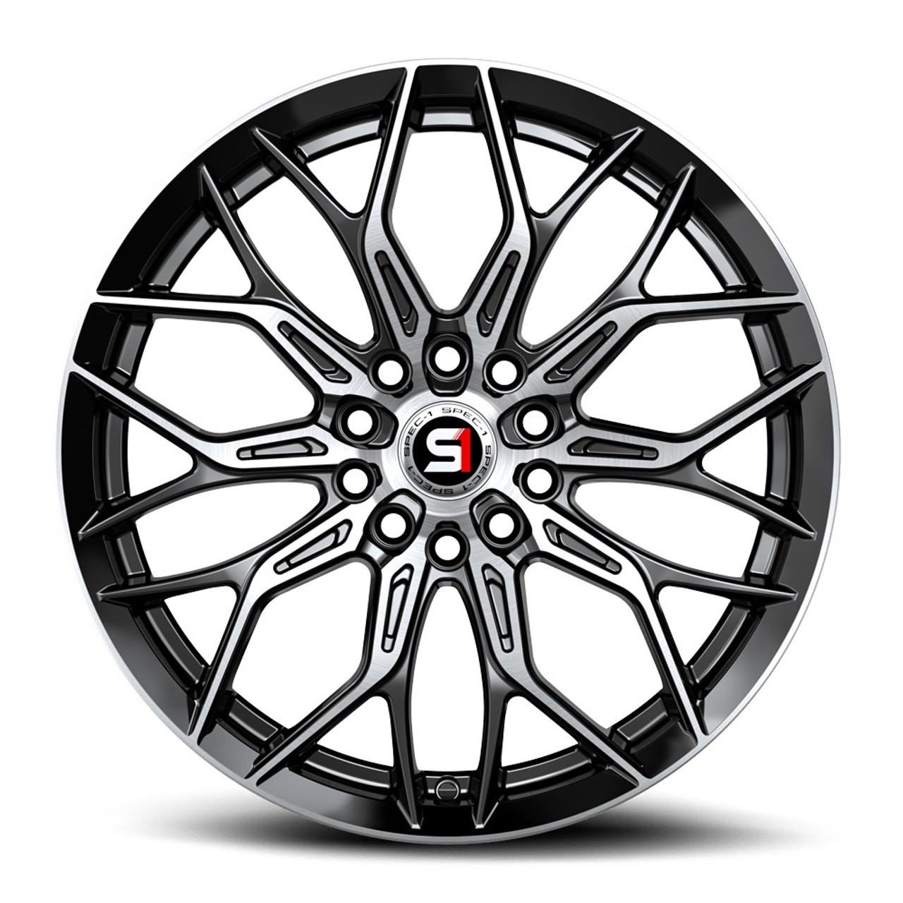 17" Spec-1 SP-57 Gloss Black & Machined 17x7.5 Wheel 4x100 4x4.5 42mm Rim