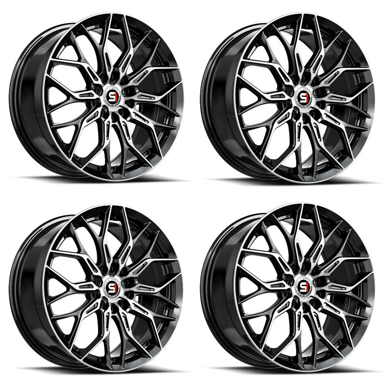 Set 4 17" Spec-1 SP-57 Gloss Black Machined 17x7.5 Wheels 5x4.5 5x120 42mm Rims