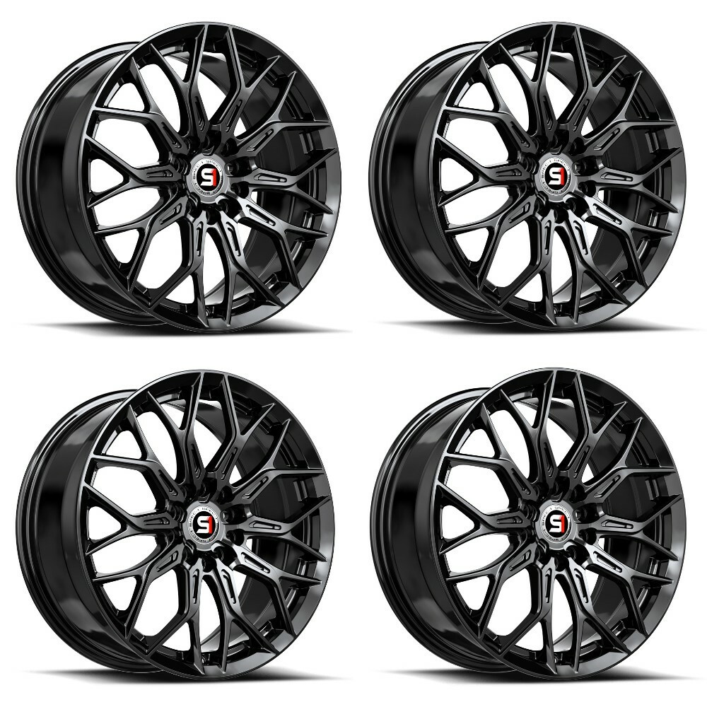 Set 4 17" Spec-1 SP-57 Gloss Black 17x7.5 Wheels 5x100 5x4.5 42mm Rims