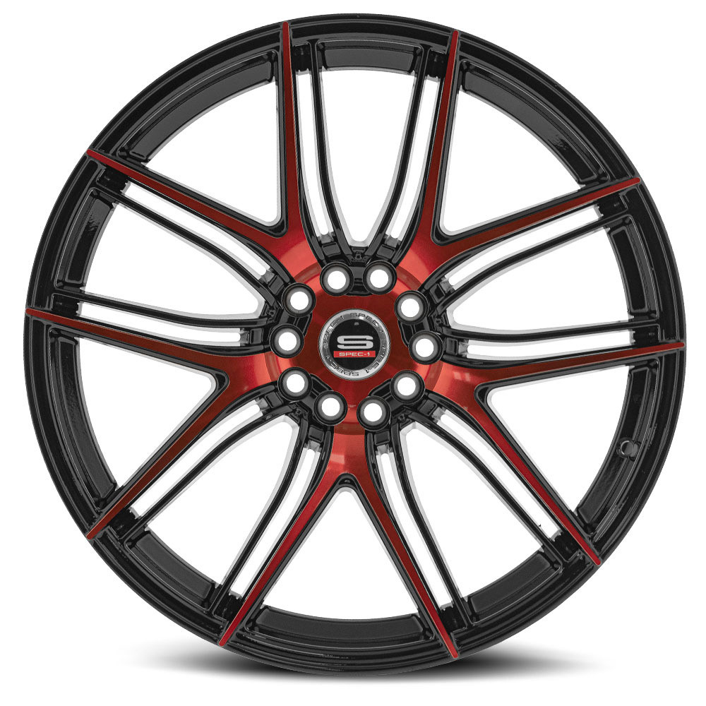 17" Spec-1 SP-56 Gloss Black & Red Machined 17x7.5 Wheel 5x105 5x4.5 42mm Rim