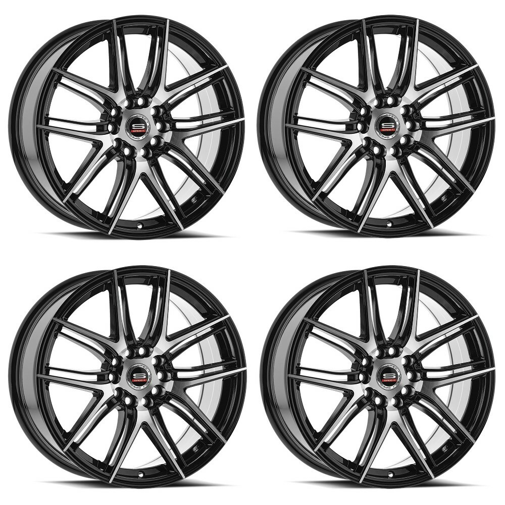 Set 4 18" Spec-1 SP-56 Gloss Black & Machined 18x8 Wheels 4x100 4x4.5 38mm Rims