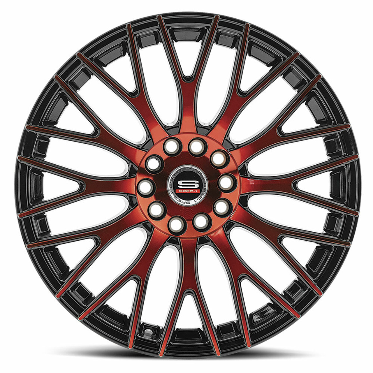 17" Spec-1 SP-55 Gloss Black & Red Machined 17x7.5 Wheel 5x105 5x4.5 42mm Rim