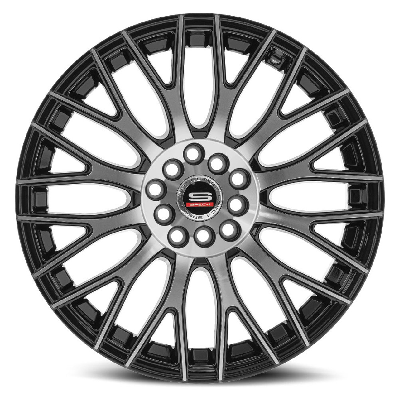 Set 4 18" Spec-1 SP-55 Gloss Black & Machined 18x8 Wheels 5x100 5x4.5 38mm Rims Set 4 18" Spec-1 SP-55 Gloss Black & Machined 18x8 Wheels 5x100 5x4.5 38mm Rims