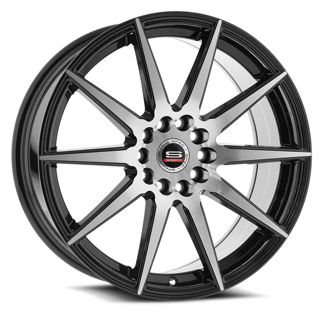 20" Spec-1 SP-51 Gloss Black & Machined 20x8.5 Wheel 5x100 5x4.5 38mm Rim