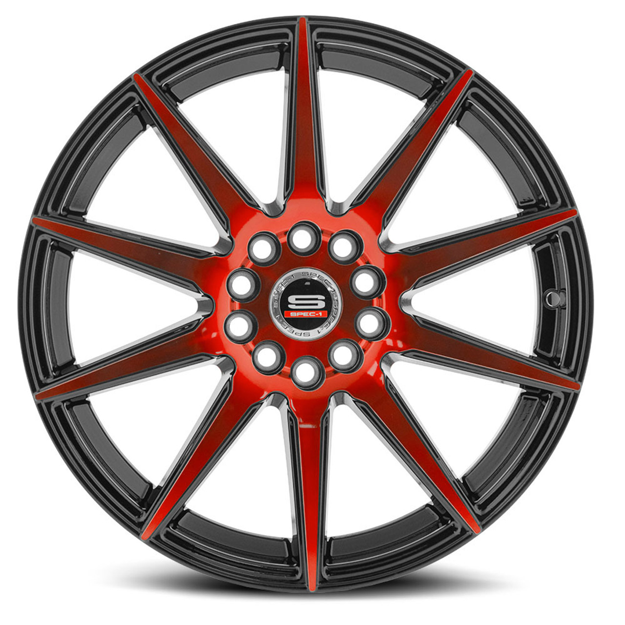 17" Spec-1 SP-51 Gloss Black & Red Machined 17x7.5 Wheel 5x100 5x4.5 42mm Rim