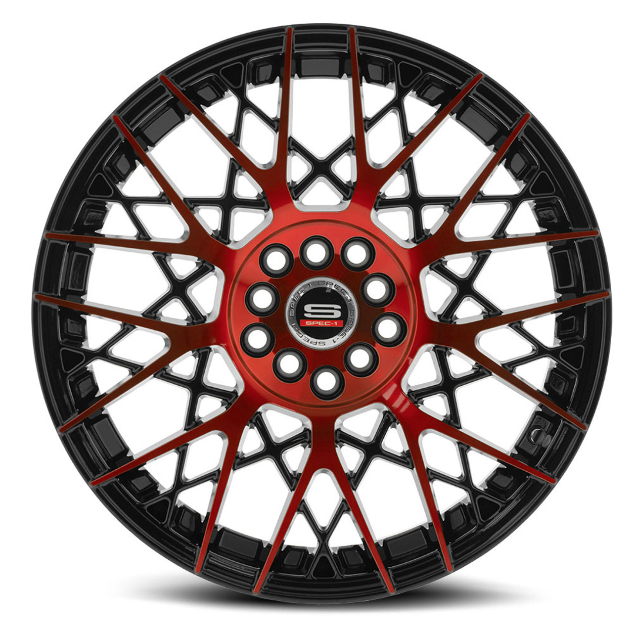 20" Spec-1 SP-53 Gloss Black & Red Machined 20x8.5 Wheel 5x112 5x4.5 38mm Rim
