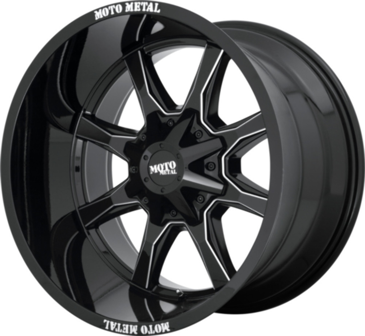 18" Moto Metal MO970 Gloss Black Milled Lip Wheel 6x135 6x5.5 18mm Truck Suv Rim