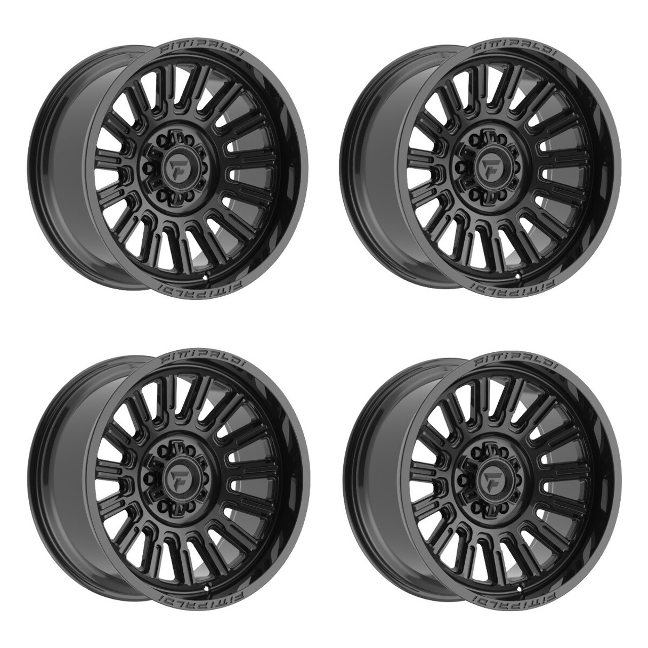 Set 4 20" Fittipaldi Off Road FA24B Gloss Black 20x10 Wheels 8x6.5 -19mm Rims