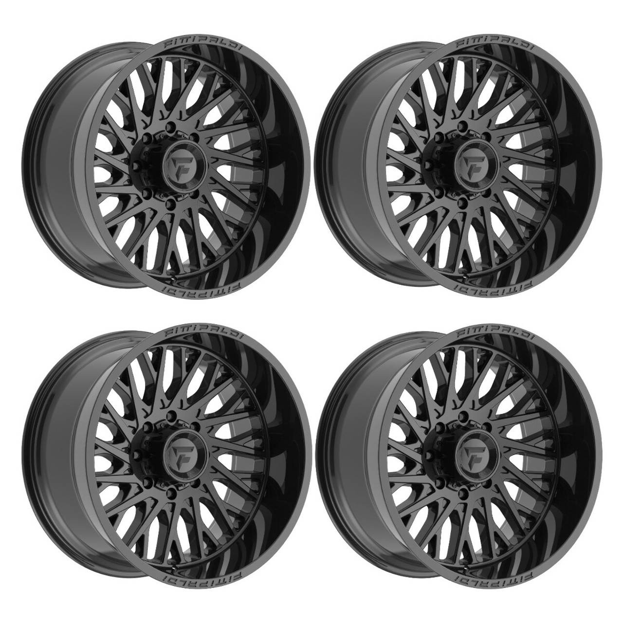 Set 4 24" Fittipaldi Off Road FA08GB 24x10 8x6.5 -19mm Gloss Black Lifted Rims