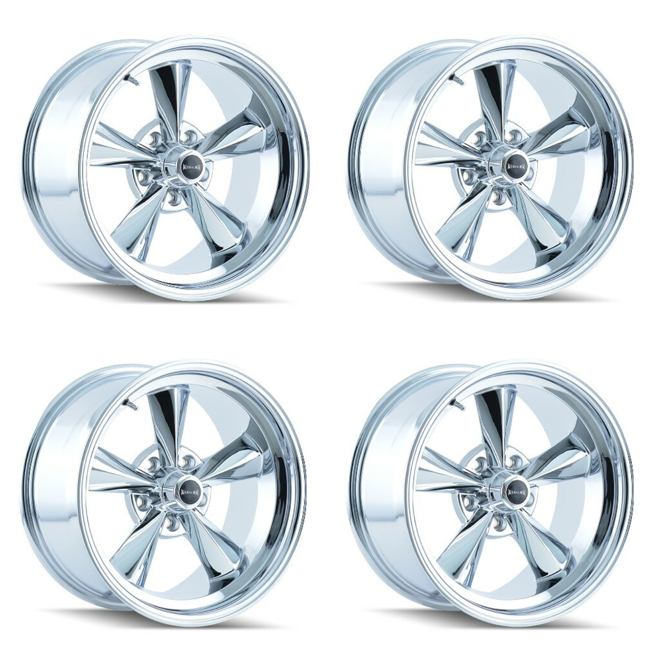 Set 4 15" Ridler 675 15x7 Chrome 5x4.75 Wheels 0mm Rims For Chevy GMC