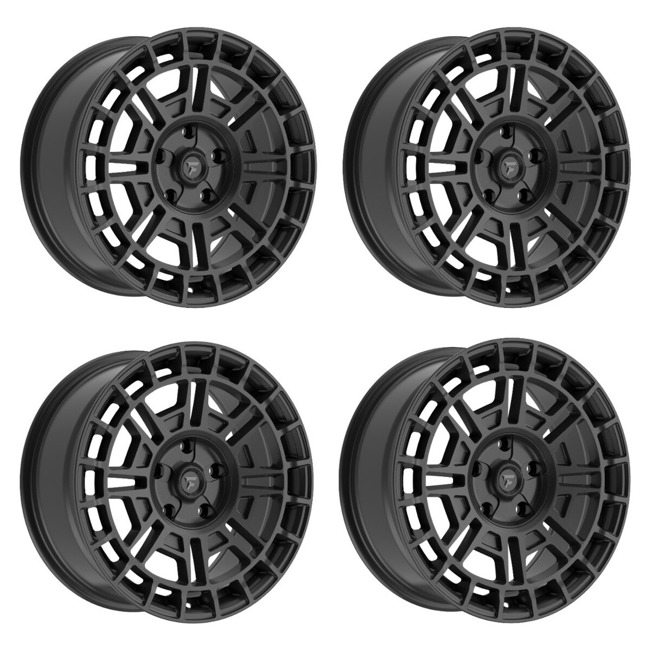 Set 4 17" Fittipaldi Off Road FT109SB Satin Black 17x8 Wheels 5x100 5x112 35mm