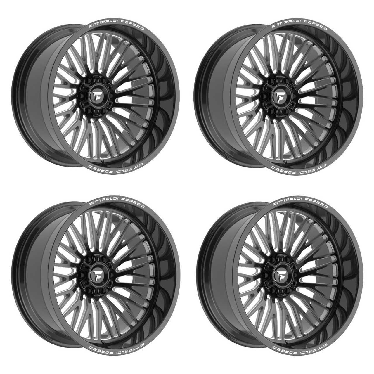 Set 4 22" Fittipaldi Off Road FTF505BM Gloss Black Milled 22x10 8x6.5 -19mm Rims