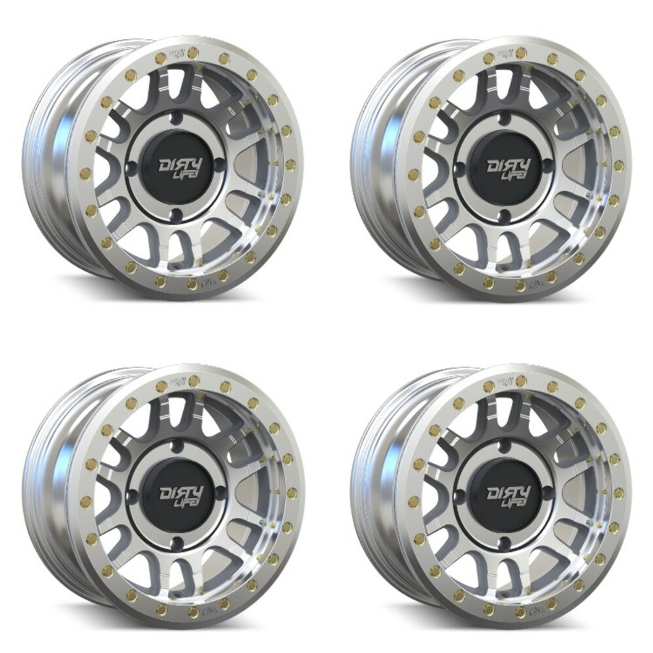 Set 4 15" Dirty Life Canyon Pro SXS Machined 15x7 Wheels 5x4.5  Rims 38mm