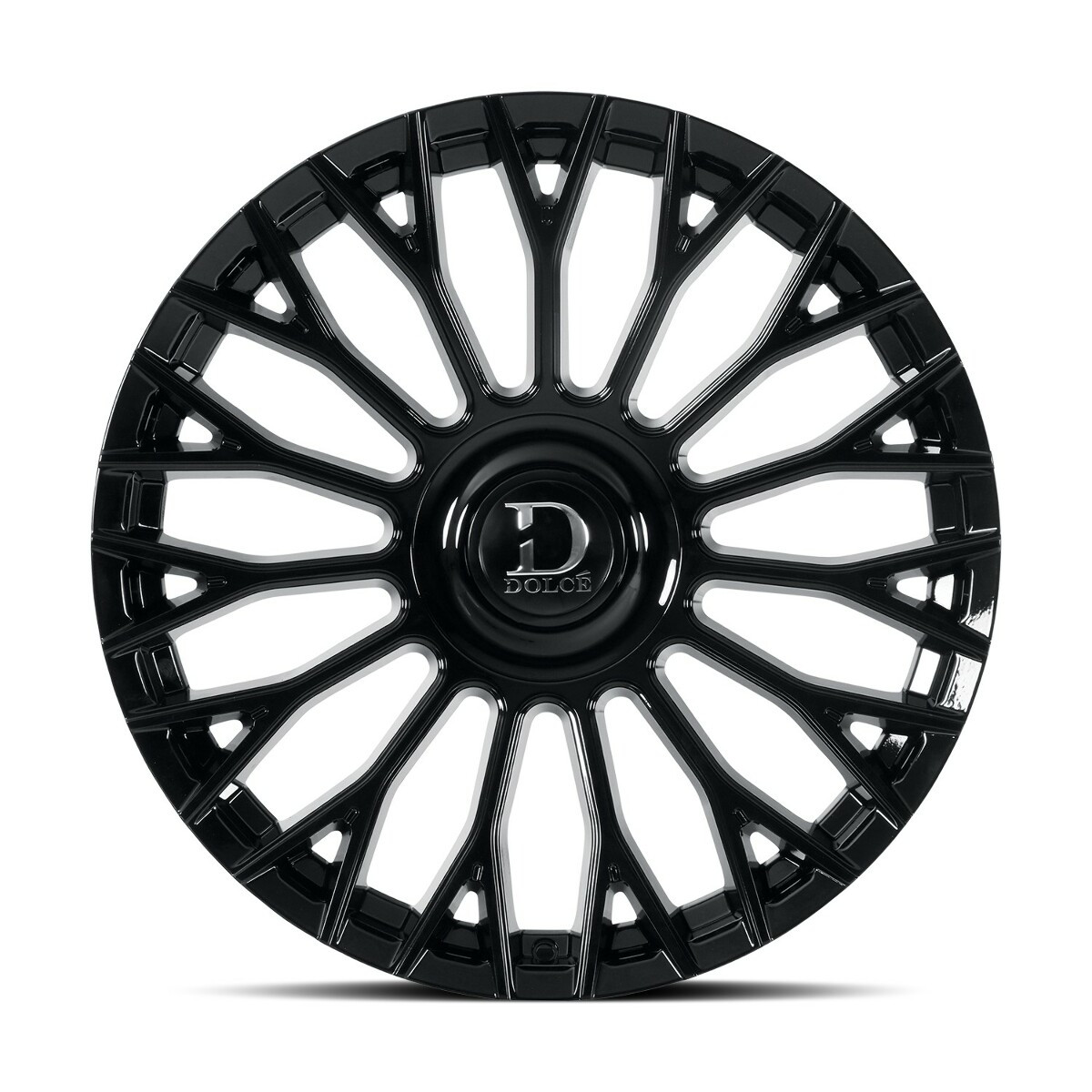 Set 4 22" Dolce Roma 22x9 5x112 5x4.5 35mm Glossy Black w Floating Cap Wheels