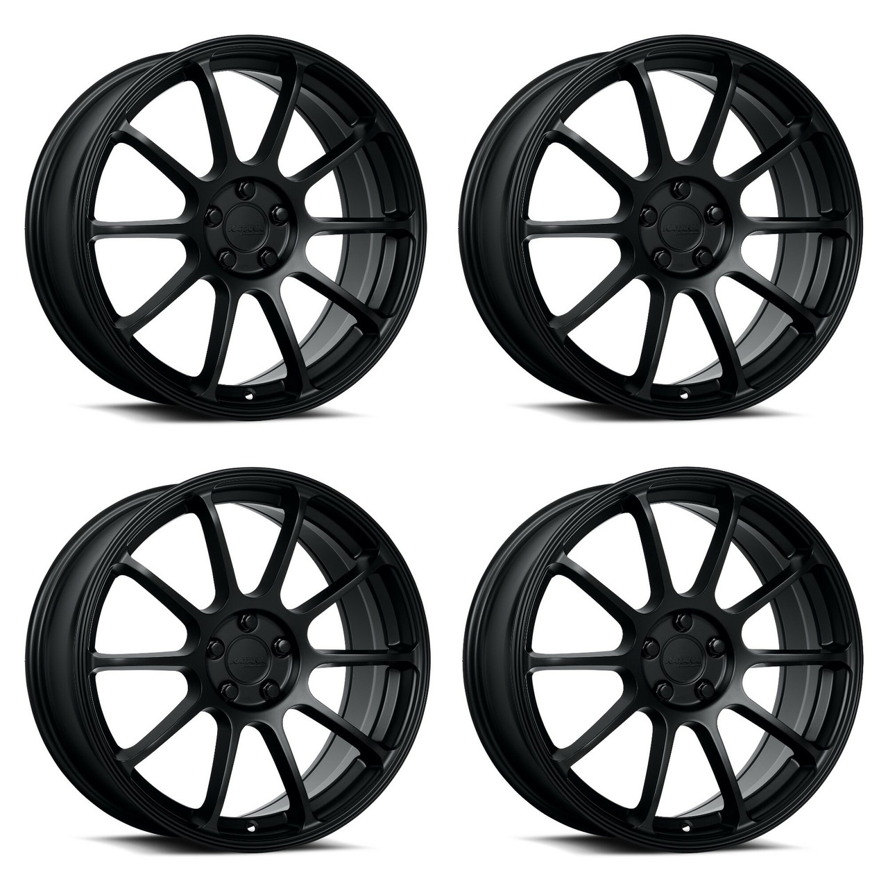 Set 4 17" Katana Wheels KR07  17x7.5 5x100 40mm Matte Black Racing Rims