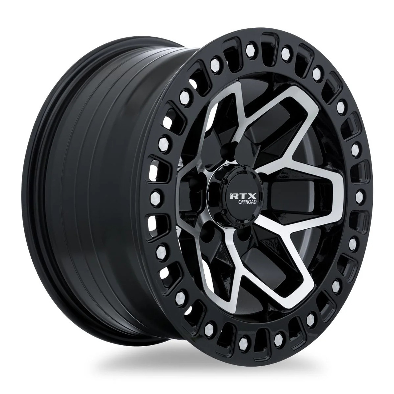 Set 4 17" RTX Zion Gloss Black Machined Wheels 17x9 5x5 -15mm Rims For Jeep