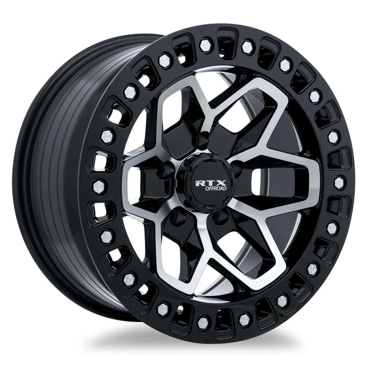 Set 4 17" RTX Zion Gloss Black Machined Wheels 17x9 6x5.5 0mm Rims For Chevy GMC