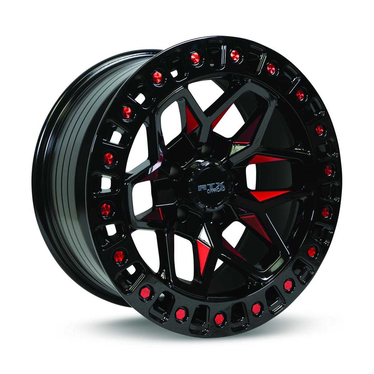 Set 4 18" RTX Zion Gloss Black Milled Red Wheels 18x9 5x5 -15mm Rims For Jeep