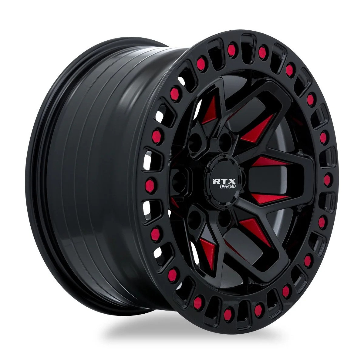 Set 4 18" RTX Zion Gloss Black Milled Red Wheels 18x9 5x5 -15mm Rims For Jeep