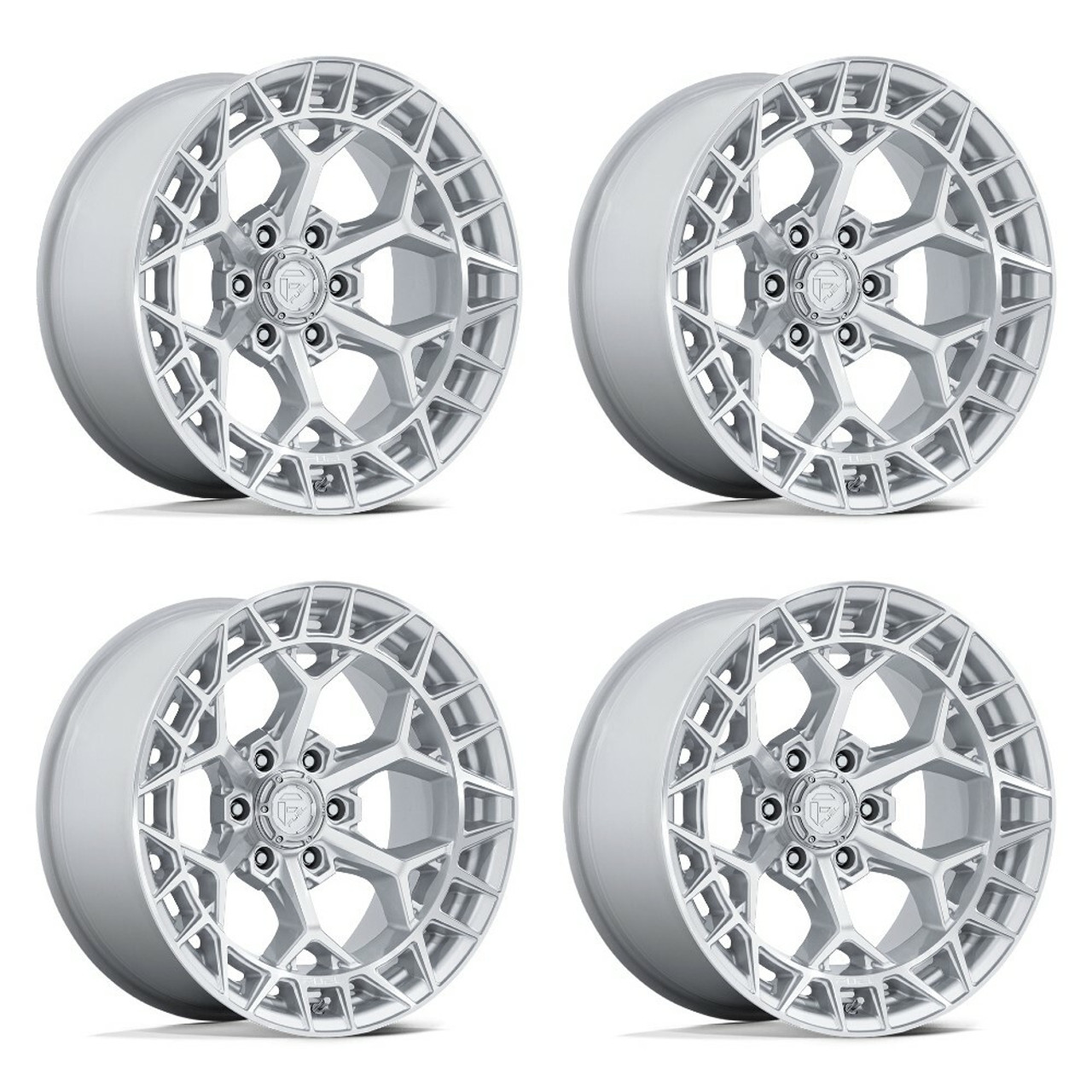 Set 4 22" Fuel FC873 Charger Gloss Silver Machined Face 22x9.5 Wheels 6x5.5 18mm
