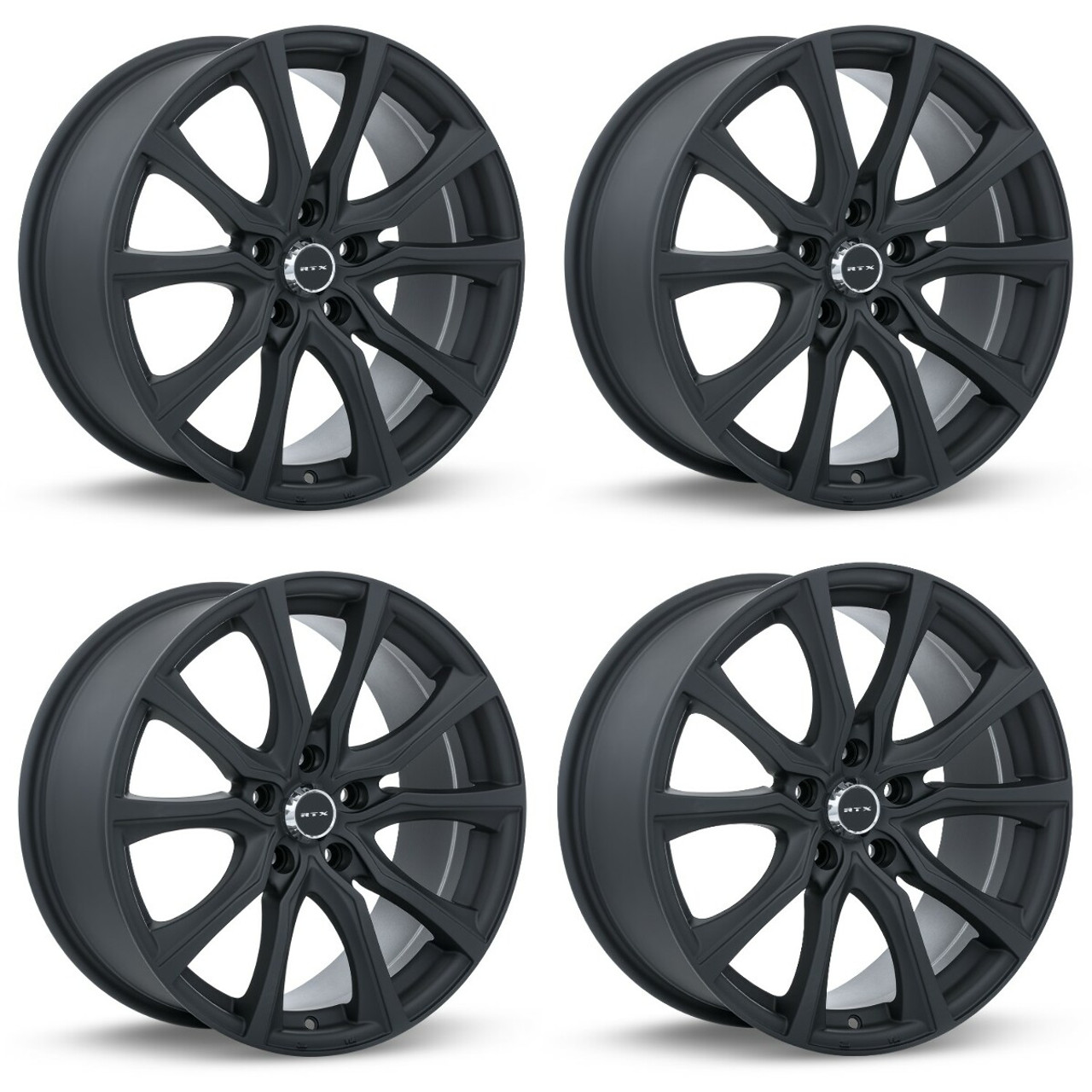 Set 4 17" RTX Contour Matte Black Wheels 17x7.5 5x108 40mm Rims