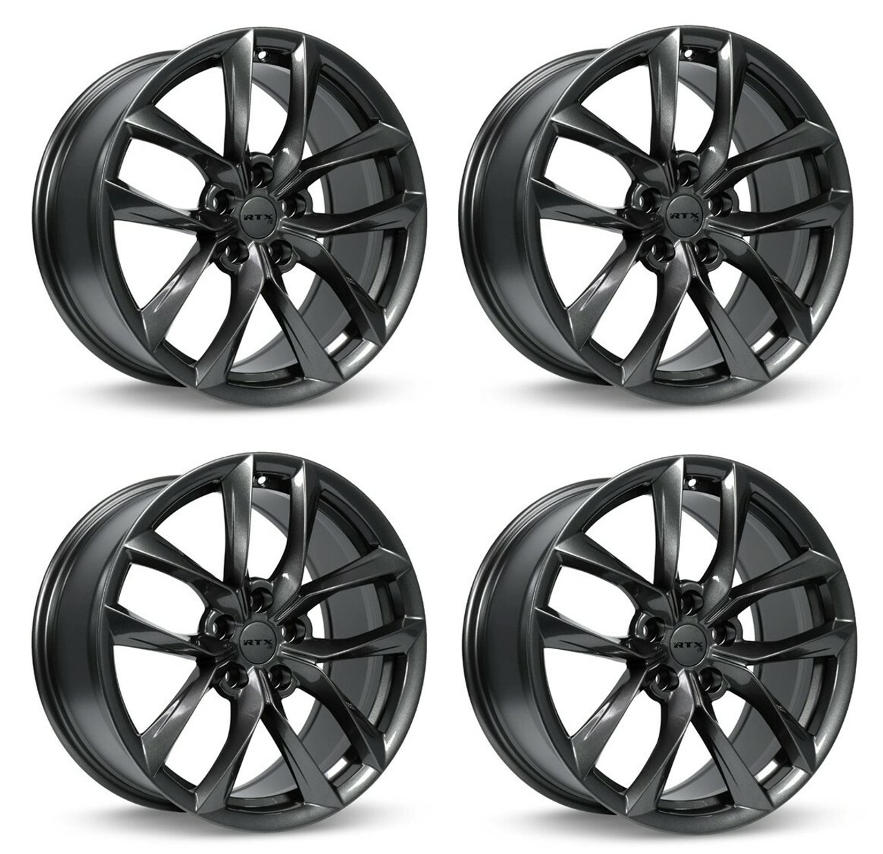 Set 4 18" RTX Spider Gunmetal Wheels 18x8.5 5x4.5 35mm Rims