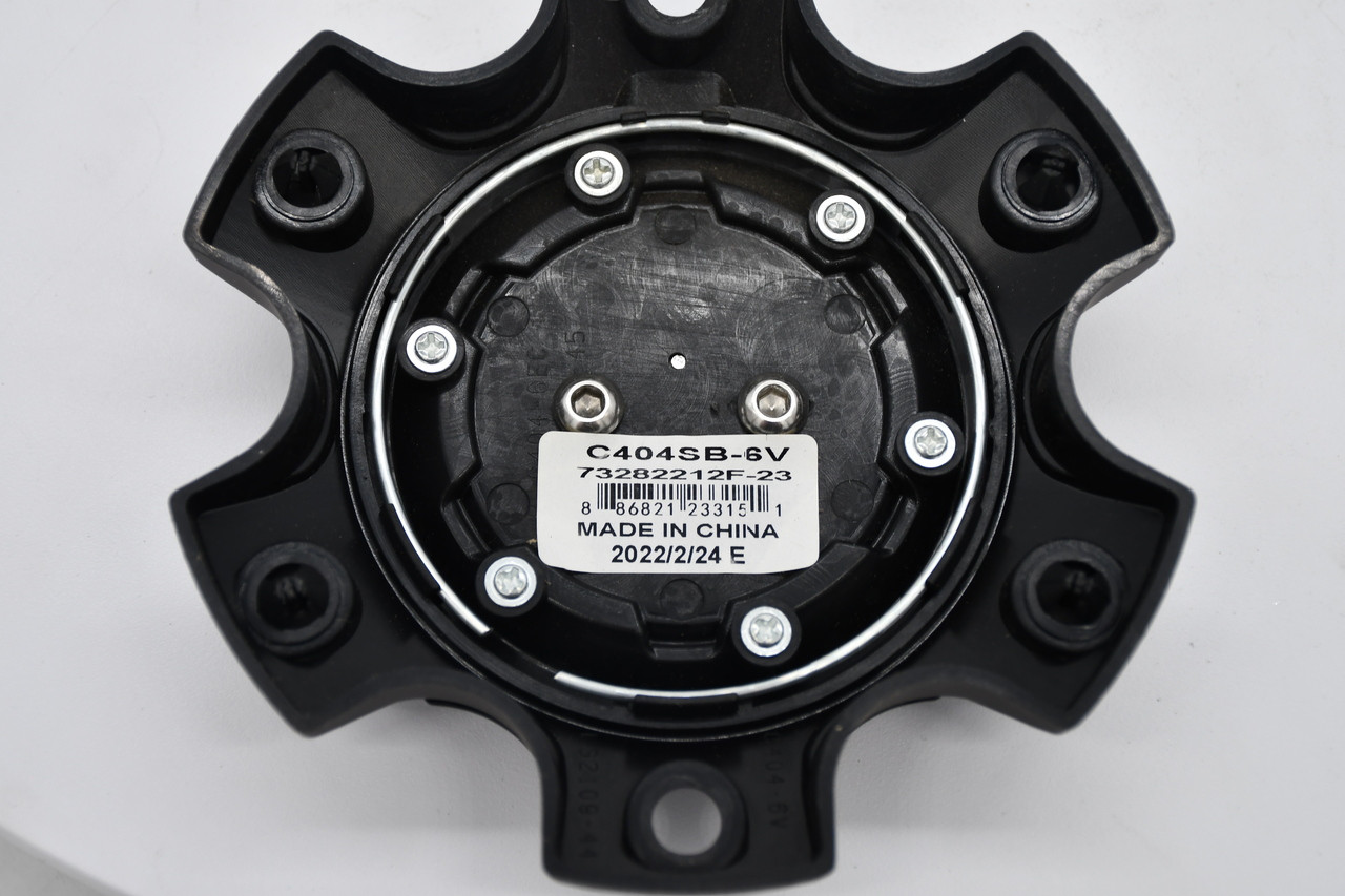 Vision C404SB-6V Satin Black 6-Lug Wheel Hub Cap with Chrome Vision Logo