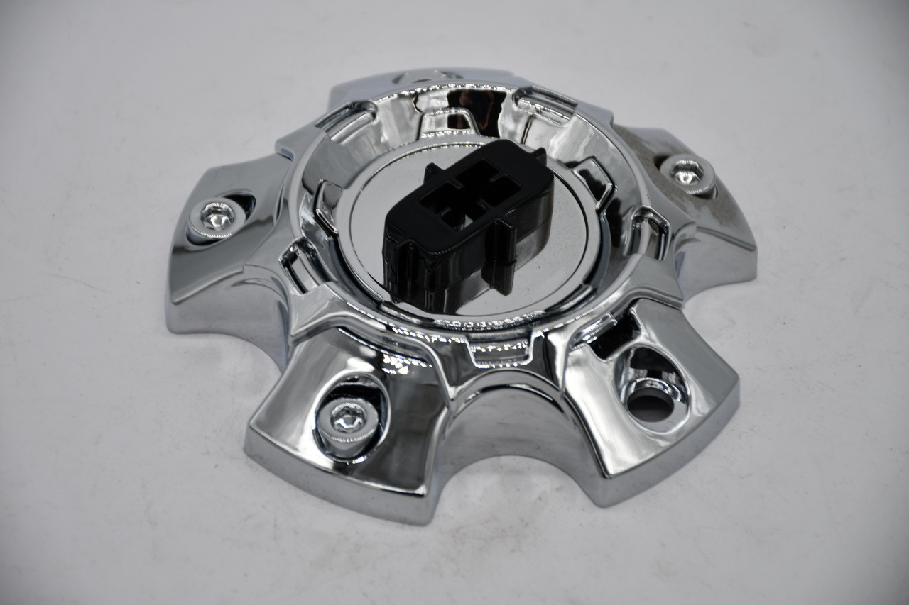 Vision 404 Brawl C404-65V Chrome Gloss Black Logo Wheel Center Cap Fit 5x5 5x4.5