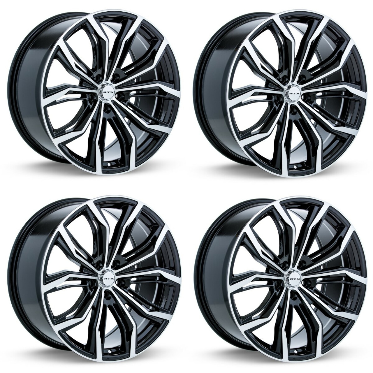 Set 4 16" RTX Black Widow Black Machined Wheels 16x7 5x112 40mm Rims