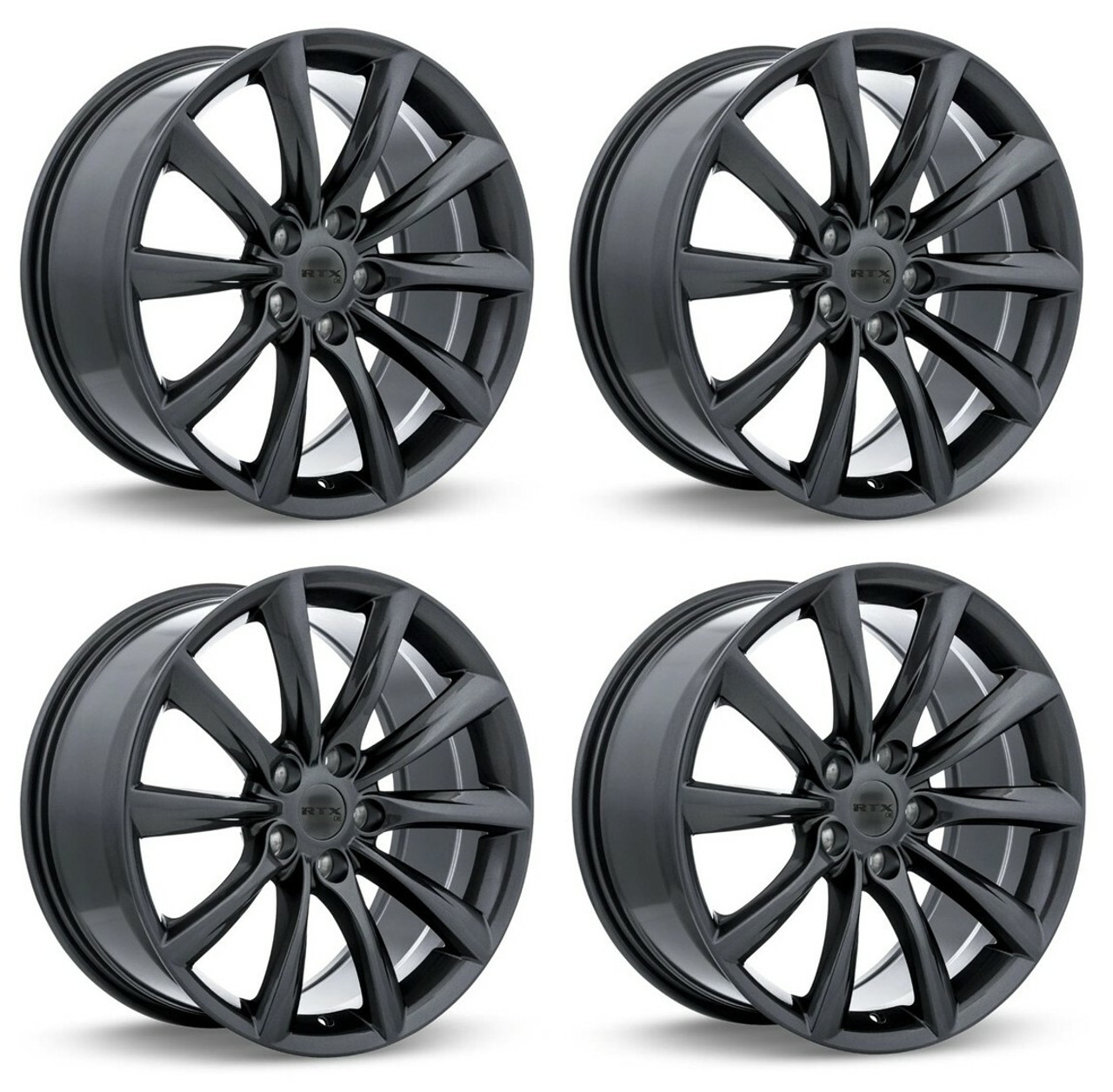 Set 4 19" RTX Alto Gunmetal Wheels 19x8.5 5x4.5 35mm Rims