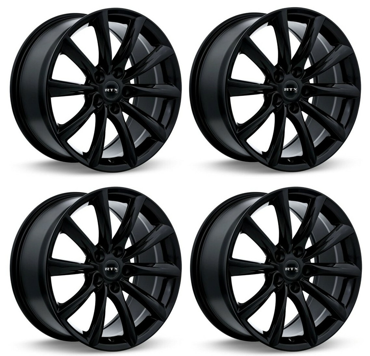 Set 4 18" RTX Alto Gloss Black Wheels 18x8.5 5x4.5 35mm Rims