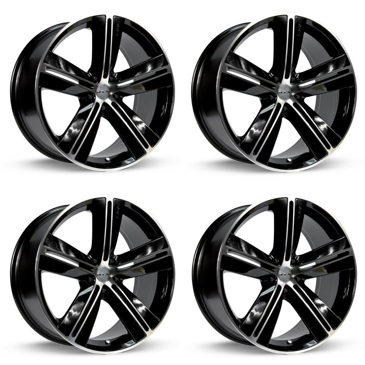 Set 4 18" RTX SMS Black Machined Wheels 18x7.5 5x4.5 40mm Rims