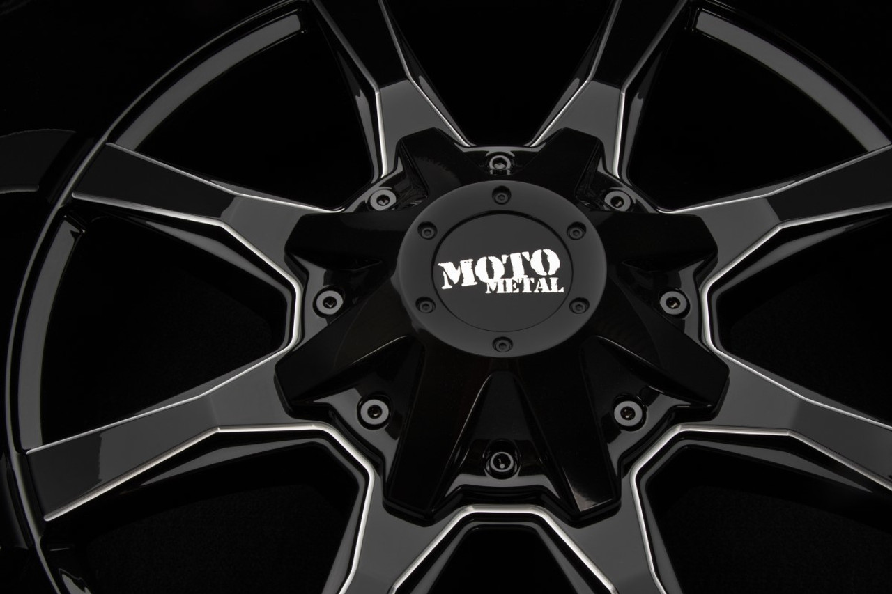 Moto Metal MO970 18x10 5x5 5x5.5 Gloss Black With Milled Lip Wheel 18" -24mm Rim