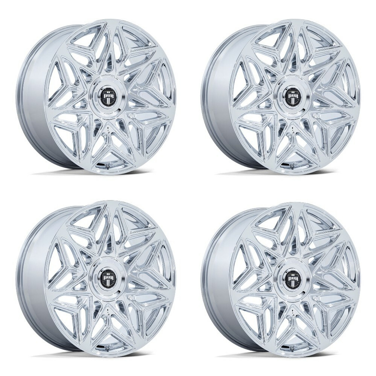 Set 4 24" DUB 1PC DC274 Anomaly Chrome 24x10 Wheels 5x115 5x120 15mm Rims