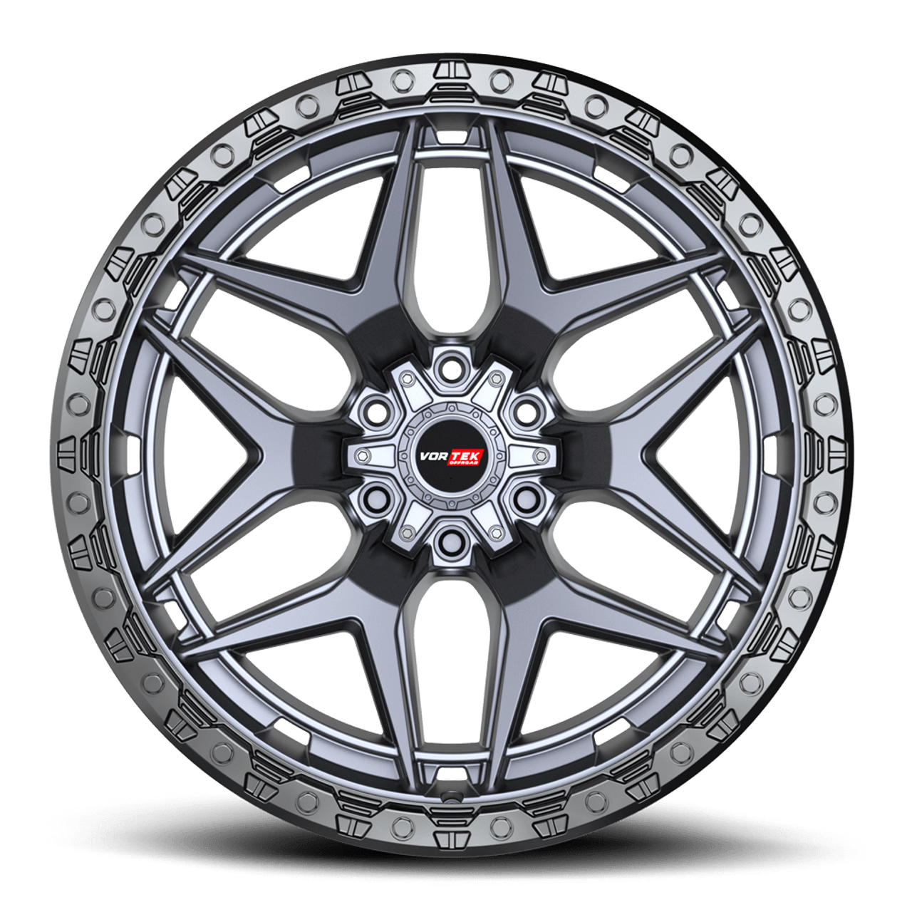 22" Vortek Atheno VRT-603 Matte Titanium 22x12 Wheel 6x135 6x5.5 -44mm Lifted