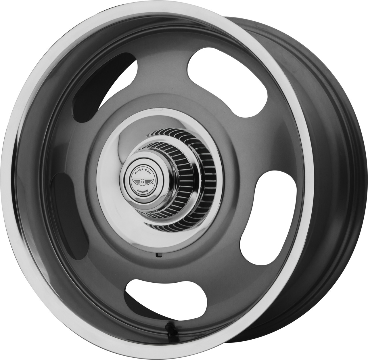 17" American Racing Vintage VN506 17x7 5x4.75 5x5 Mag Gray Center Polished 0mm