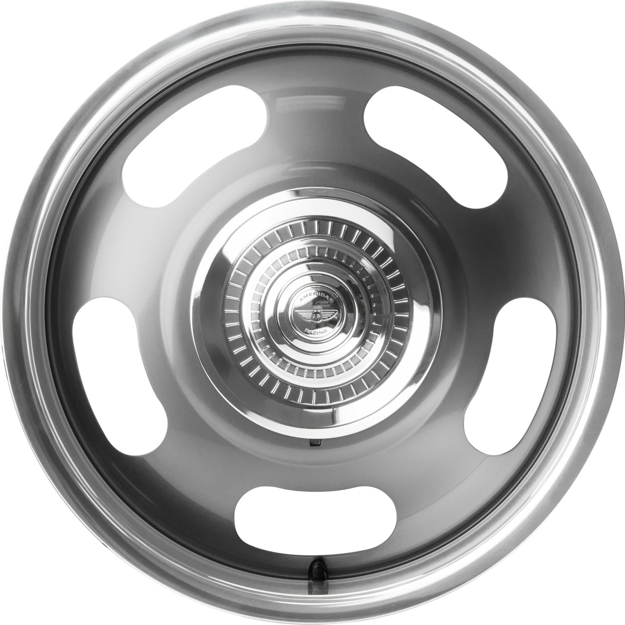 17" American Racing Vintage VN506 17x7 5x4.75 5x5 Mag Gray Center Polished 0mm