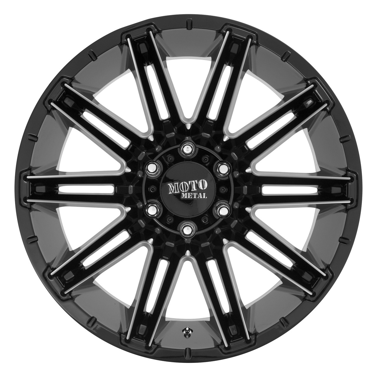 20" Moto Metal MO998 Kraken 20x12 5x5 Gloss Black Milled Wheel -44mm Truck Rim