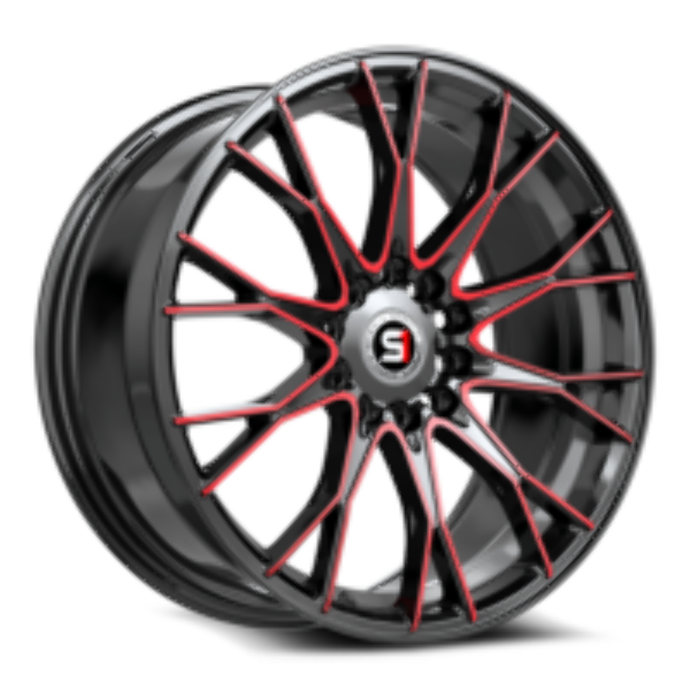 Set 4 18" Spec-1 SP-59 Gloss Black & Red Machined 18x8 Wheels 4x100 4x4.5 38mm