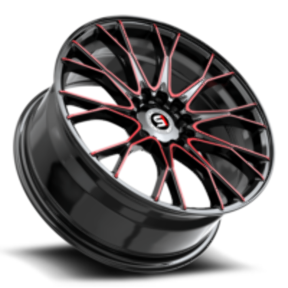 Set 4 18" Spec-1 SP-59 Gloss Black & Red Machined 18x8 Wheels 4x100 4x4.5 38mm