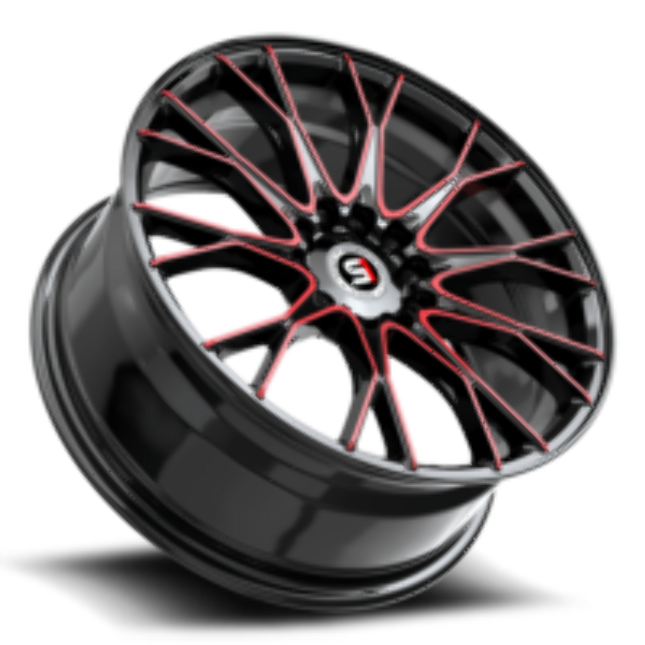Set 4 17" Spec-1 SP-59 Gloss Black & Red Machined 17x7.5 Wheels 5x4.5 5x120 42mm