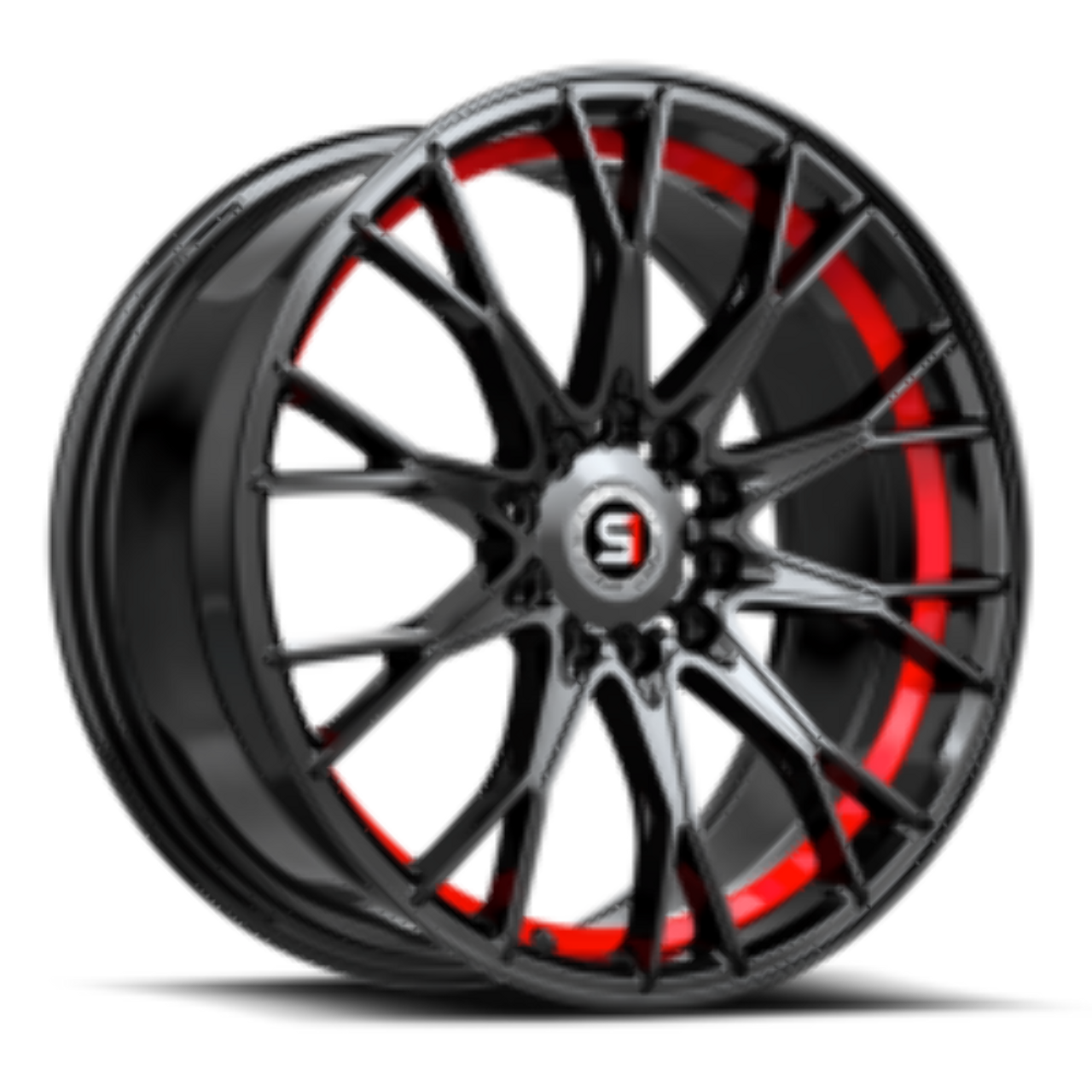 18" Spec-1 SP-59 Gloss Black & Red Undercut 18x8 Wheel 5x4.5 5x120 38mm Rim