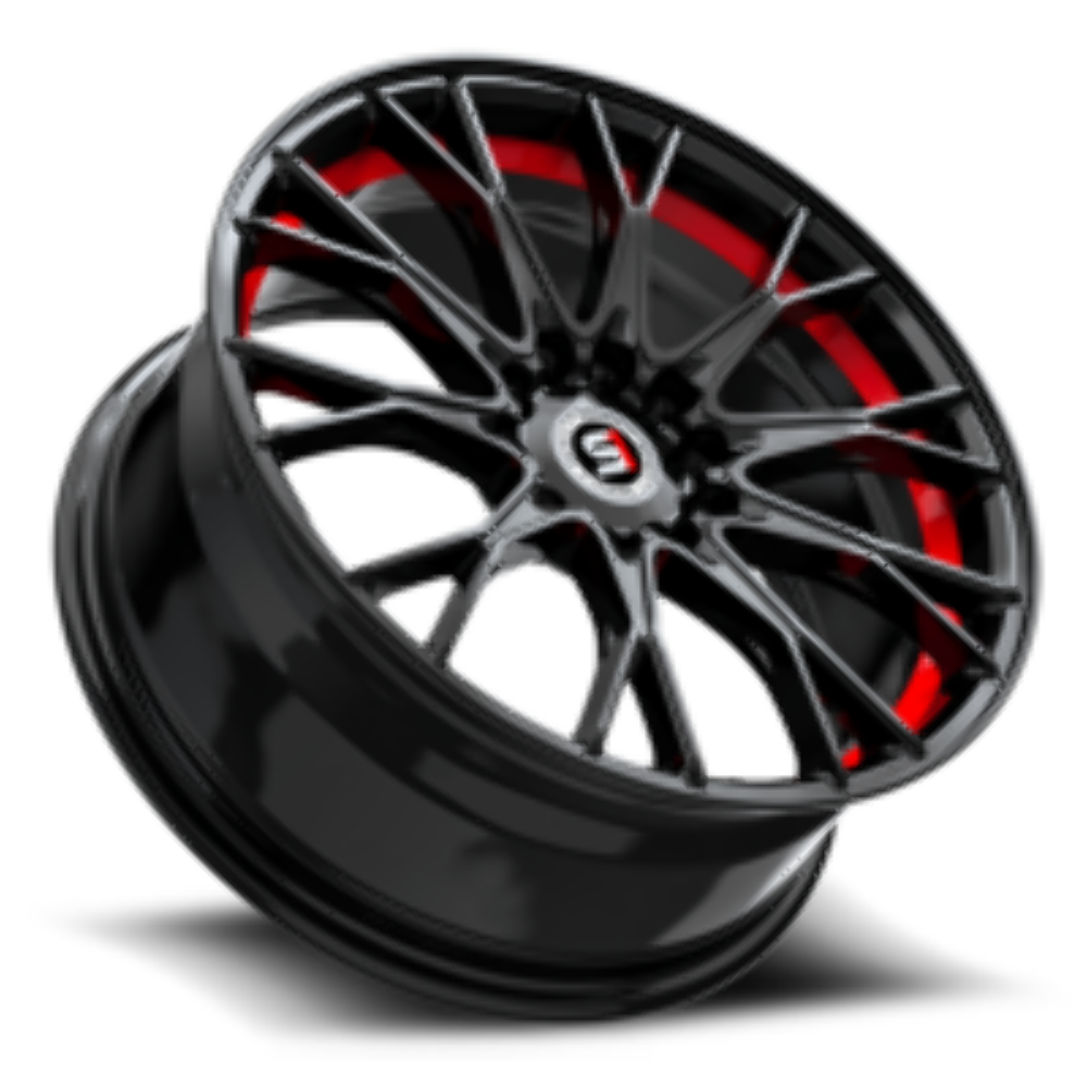 Set 4 18" Spec-1 SP-59 Gloss Black & Red Undercut 18x8 Wheels 5x112 5x4.5 38mm