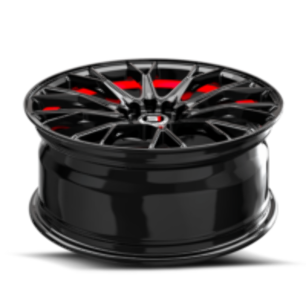 Set 4 18" Spec-1 SP-59 Gloss Black & Red Undercut 18x8 Wheels 5x112 5x4.5 38mm