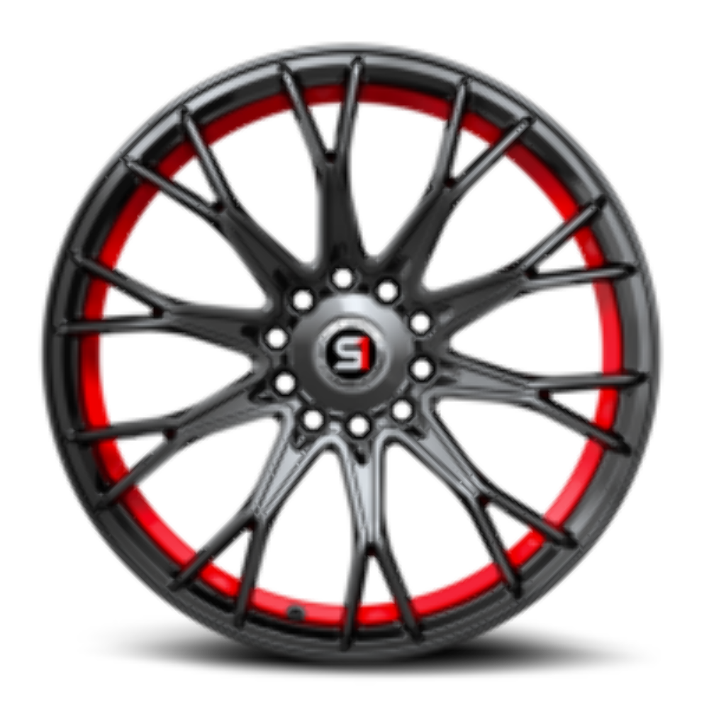 18" Spec-1 SP-59 Gloss Black & Red Undercut 18x8 Wheel 5x110 5x4.5 38mm Rim